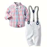 Pink Chequered Formal Suit Set